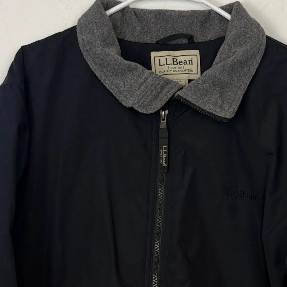 LL Bean Men’s Fleece Lined Warm-Up Jacket. Navy Blue. Size Large Regular.